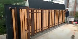 jasa pembuatan pintu pagar besi dorong minimalis